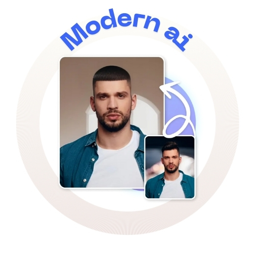 AI-generated long wavy hairstyle applied virtually to a portrait